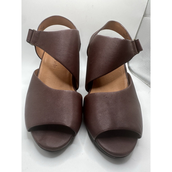 l'amour des pieds sling back heels womens 7m Shoes brown leather open toe straps - Picture 5 of 13